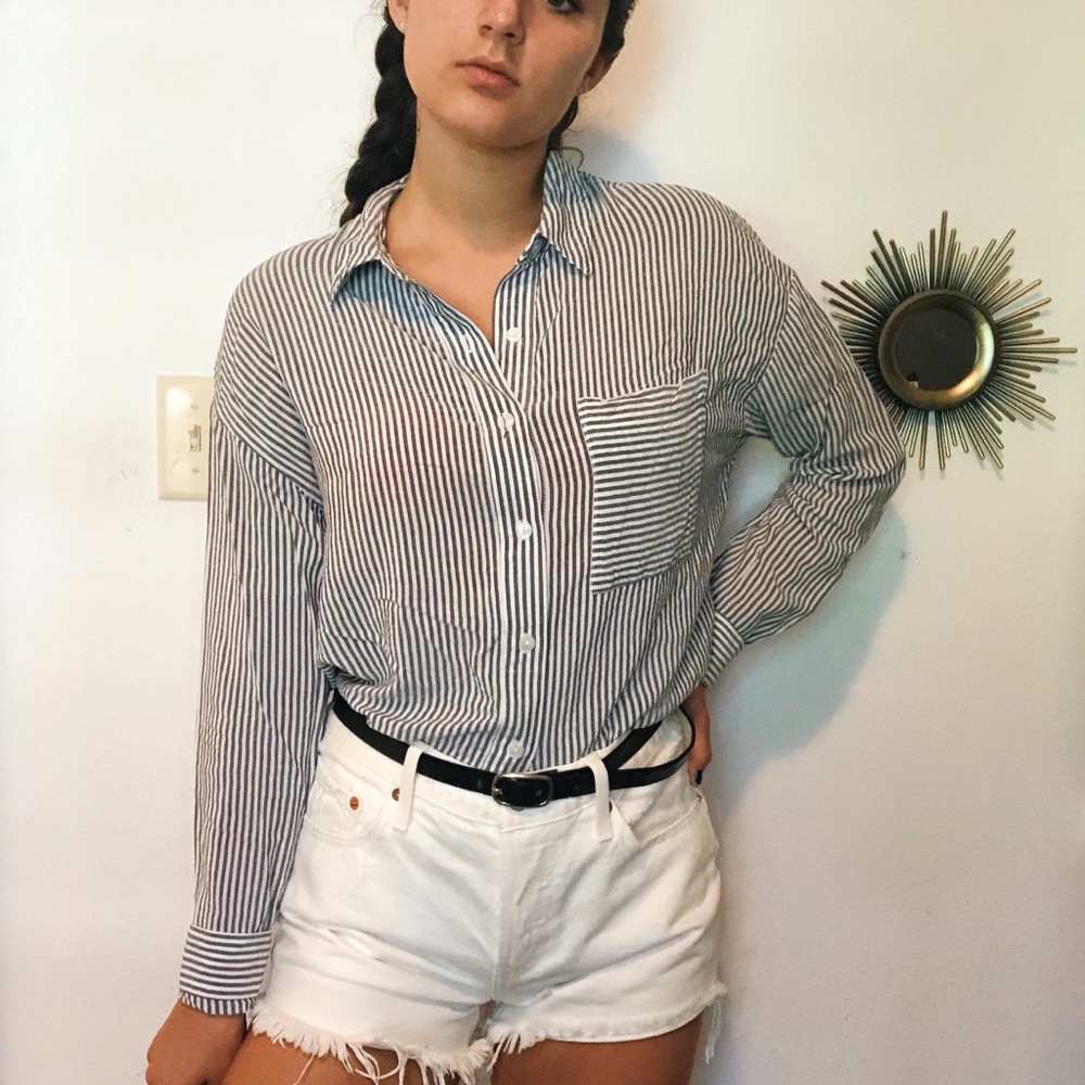 black and white button down